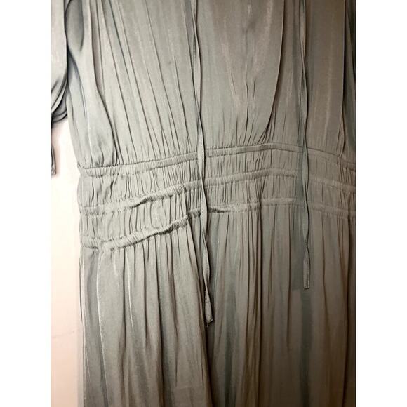 Womens Anthropologie Current Air Cape May Sage Green Ruffled Midi Dress Sz Large - Picture 4 of 8